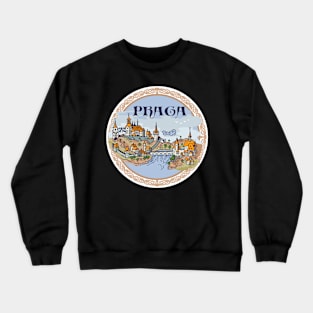 Prague city hand draw medieval illustration Crewneck Sweatshirt